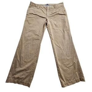 Gap Straight Fit Pants Women 10 Khaki Tan Ankle Length Cotton Workwear Trousers